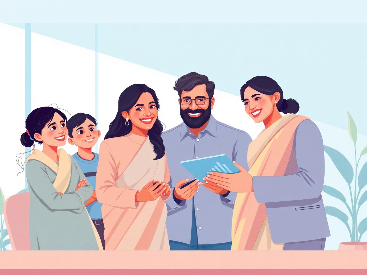 Indian family meeting with financial advisor